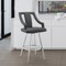 Armen Living Maxen 30" Gray Faux Leather and Brushed Stainless Steel Swivel Bar Stool LCMXBABSGR30 - alternate 6